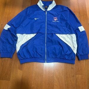Men’s Vintage 90’s SMU Mustangs Track&Field Blue Nike Zip Up Windbreaker Size XL